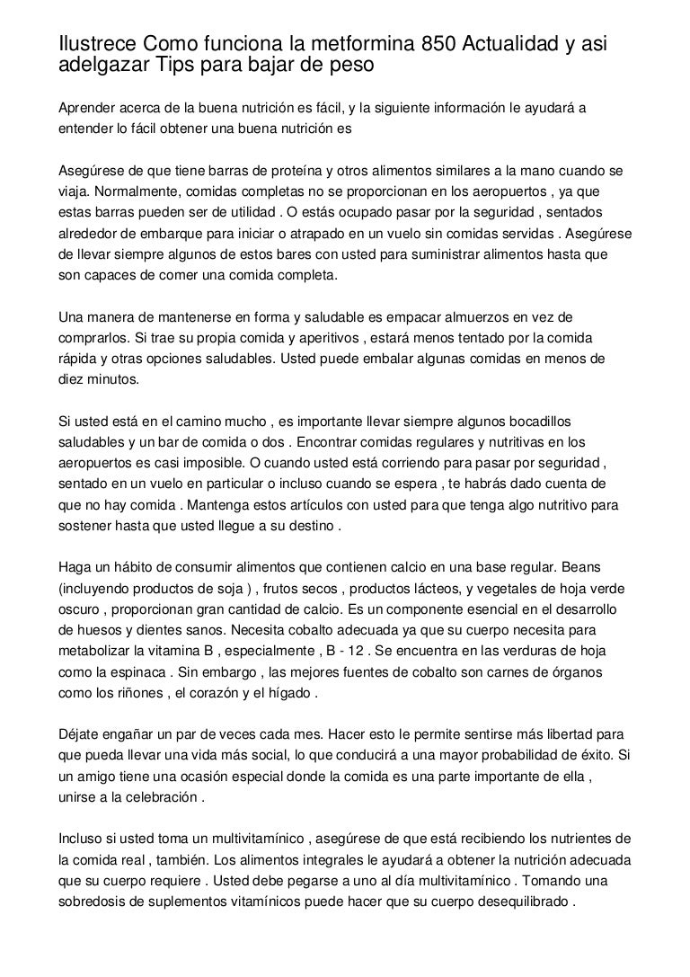 Se usa la metformina para bajar de peso